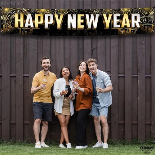 Miniatura 5 de KatchOn Cartel grande de feliz año nuevo 2025 – 120 x 20 pulgadas Cartel de Año Nuevo y decoraciones para suministros de fiesta de NYE