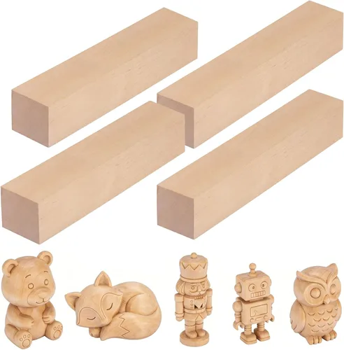 Miniatura 10 de Bloques de tallado de tilo – Paquete de 2 bloques de madera de bajo de 6 x 3 x 3 pulgadas, kit de tallado de madera para principiantes, espacios