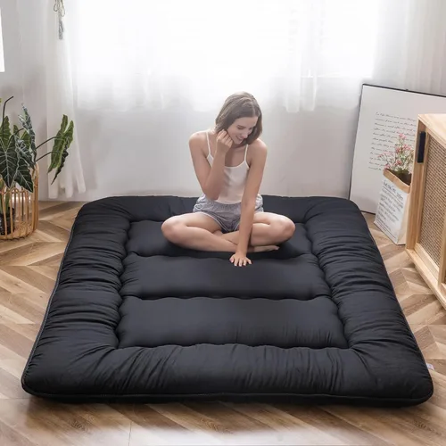 Miniatura 6 de MAXYOYO Colchón de piso japonés, colchón tipo futón, colchón de tatami grueso de 4" de grosor, colchoneta plegable y enrollable, colchón para niños