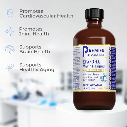 Miniatura 4 de Premier Research Labs EPA/DHA Marine Liquid - Aceite de pescado líquido Omega 3, suplemento de aceite de pescado líquido Omega 3 para adultos, apoyo