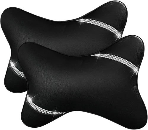 Miniatura 8 de Almohadas para el cuello del automóvil de piel sintética para ambos lados, paquete de 2 almohadas para reposacabezas de automóvil para la mayoría