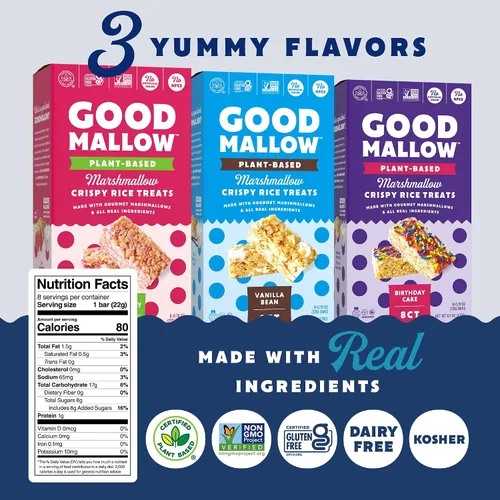 Miniatura 2 de GoodMallow Bocadillos veganos crujientes de arroz envueltos individualmente, caja de 24 bocadillos veganos kosher, aperitivos sin gluten sin lácteos