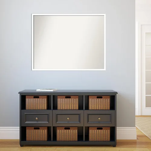 Miniatura 946 de Amanti Art Espejo de baño blanco para sobre el fregadero, 32 x 45 pulgadas, espejo de tocador rectangular blanco esbelto, marco de madera moderno