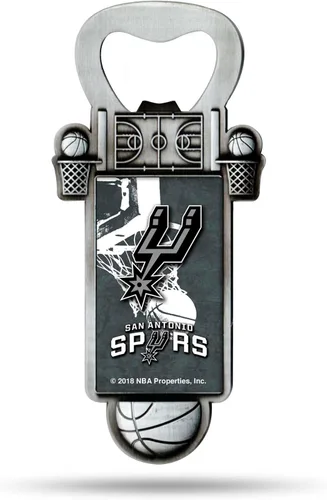Miniatura 5 de Rico Industries Abrebotellas magnético de baloncesto de la NBA, acero inoxidable, imán fuerte para exhibir en el refrigerador
