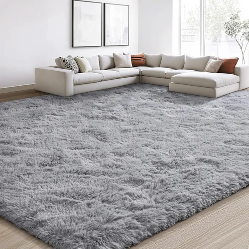 Miniatura 67 de EVOIONOS - Alfombra redonda gris para dormitorio, 5x5 pies; alfombras circulares suaves y esponjosas para sala de estar, alfombras de felpa peludas