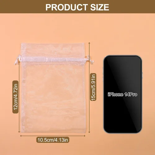 Miniatura 2 de SumDirect 100 bolsas de organza transparentes de 4 x 6 pulgadas, bolsas de joyería con cordón, bolsas de regalo de Navidad para bodas, fiestas