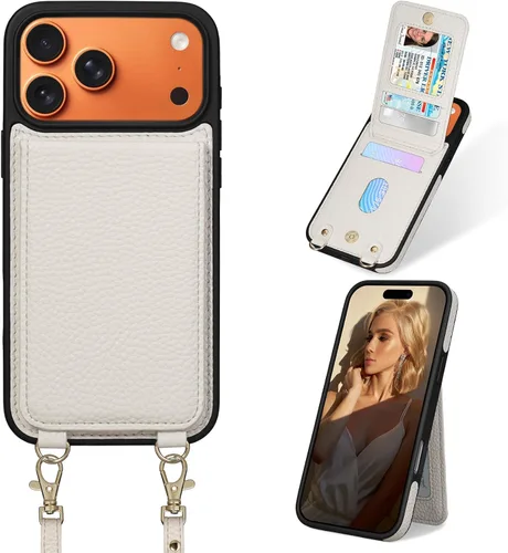 Miniatura 12 de Funda para iPhone 14 Pro Max de 6.7'', Funda Cartera Cruzada Desmontable con Ranuras para Tarjetas con Bloqueo RFID, Soporte de Anillo de 360°