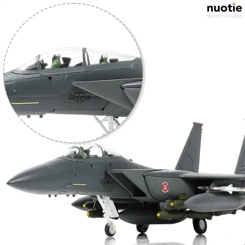 Miniatura 3 de NUOTIE Classic American Eagle F-15E Bimotor Fighter Pre-Build Model Kits 1:100 de aleación de avión fundido a troquel avión modelo de exhibición