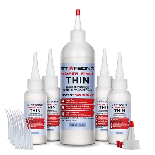 Miniatura 8 de Starbond Super Fast Thin Premium Instant CA (adhesivo de cianoacrilato) Super Glue Plus Extra Cap y micropuntas