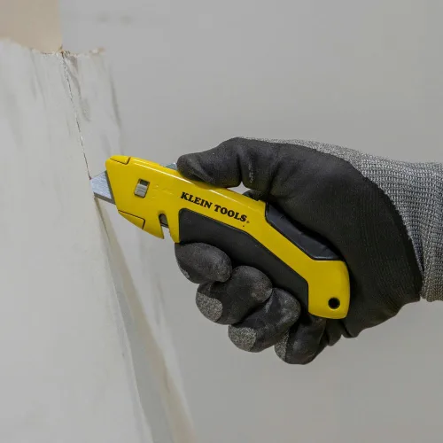 Miniatura 6 de Klein Tools 44136 Cuchillo utilitario, cortador de caja autoretráctil y cuchillo de manualidades con agarre antideslizante, pelacables y agujero
