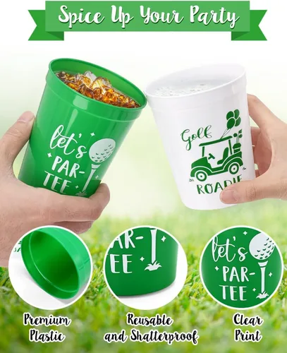 Miniatura 2 de Nefelibata Copas de golf para despedida de soltera, 12 unidades, vasos de plástico Let's Par-Tee, decoraciones de fiesta temática de golf