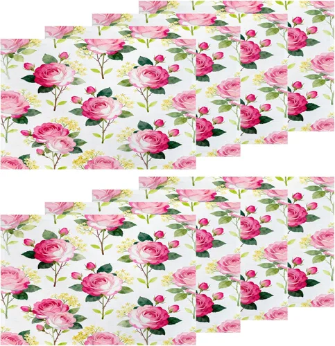 Miniatura 22 de Shrahala Hermosos manteles individuales de flores de rosas, hermosas flores, elegantes manteles de lino de arpillera lavable, aislamiento térmico