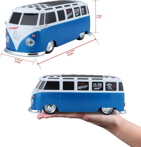 Miniatura 6 de Maisto 1:24 RC VW Van Samba 2.4GHZ Vehículo de control remoto, blanco/azul (81529-00000009)