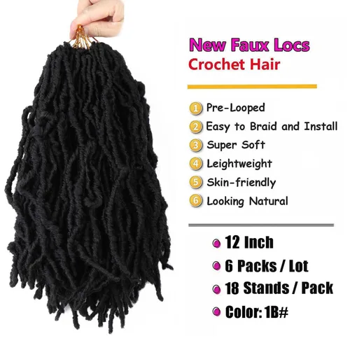 Miniatura 3 de 6 Paquetes Soft Locs Cabello de Ganchillo Pre Looped Faux Locs Trenzas de Ganchillo Goddess Locs Dreadlocs Cabello Sintético Para Mujeres Negras 1b
