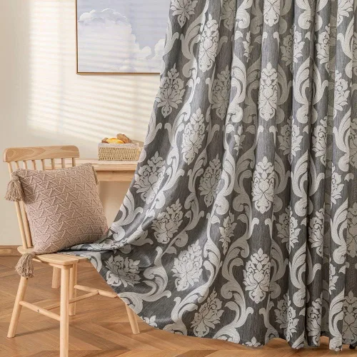 Miniatura 13 de NAPEARL - Cortinas de damasco marrón: cortinas de lujo para sala de estar, cortinas de jacquard para decoración del hogar, cortina marrón victoriana