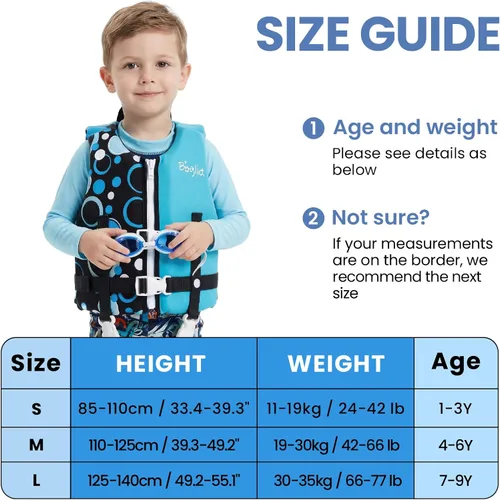 Miniatura 5 de Boglia Chaleco de natación para niños y niñas, 20-30-40-50-60-70-80lbs con correa de seguridad ajustable