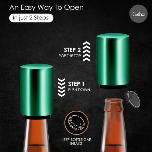 Miniatura 3 de GOCHA Abrebotellas magnético de cerveza con receptor automático de tapa – Dispositivo de empuje de acero inoxidable, herramienta de barra con una