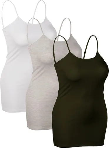 Miniatura 39 de Emmalise Camisola larga casual básica para mujer, con tirantes ajustables, top en capas