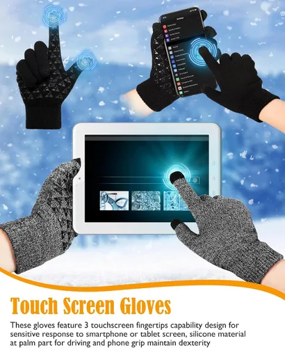 Miniatura 3 de SATINIOR Guantes de invierno para hombre, 4 pares de guantes cálidos con forro polar para pantalla táctil, guantes térmicos para clima frío
