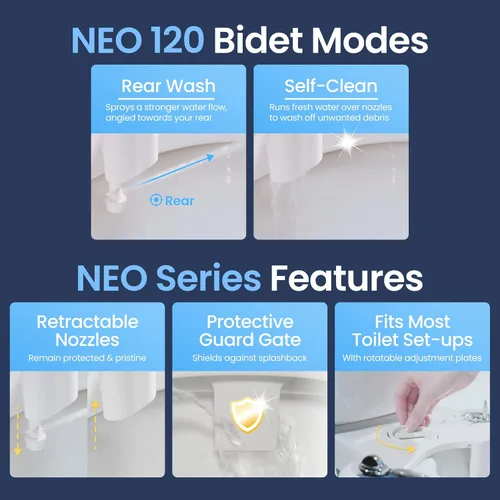 Miniatura 3 de LUXE Bidet NEO 120 - Boquilla autolimpiante, accesorio de bidé no eléctrico de agua dulce y NEO 185 - Autolimpiante, boquilla doble, accesorio