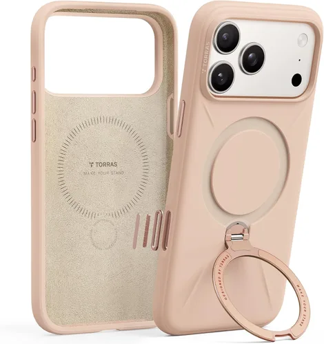 Miniatura 17 de TORRAS Funda de silicona líquida para iPhone 16 Pro con anillo magnético giratorio de 360 grados y control de cámara, compatible con MagSafe, Funda