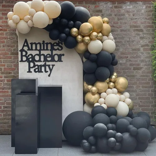 Miniatura 7 de Kit de arco de 84 globos negros, globos de látex negro mate de 5 pulgadas, 12 pulgadas, 18 pulgadas para cumpleaños, baby shower, boda
