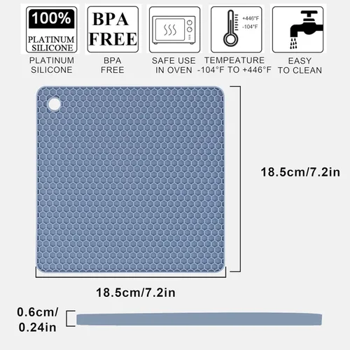 Miniatura 6 de Paquete de 4 salvamanteles de silicona, salvamanteles de silicona para ollas y sartenes calientes, almohadilla caliente de silicona antideslizante
