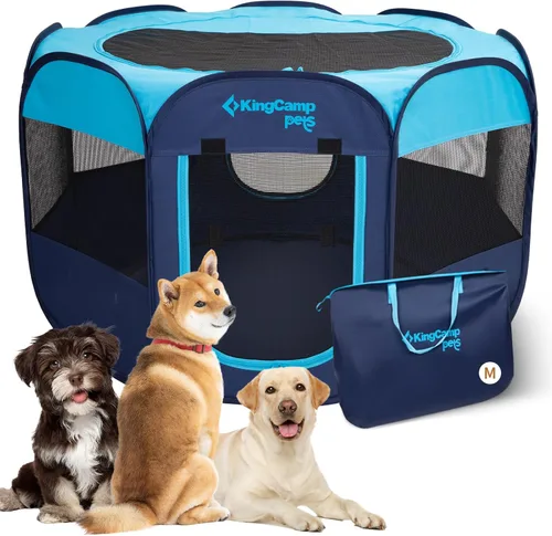 Miniatura 19 de KingCamp Tienda de campaña para perros, gran casa portátil para perros para interiores y exteriores con tela Oxford 600D y doble capa para perros