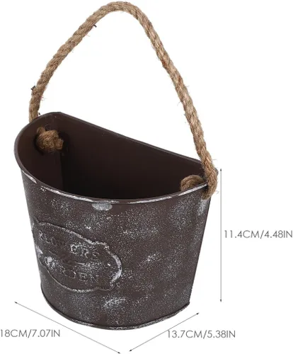 Miniatura 6 de Abaodam Maceta colgante de pared de hierro rústico con cuerda duradera para interiores y exteriores, jardín, patio, decoración del hogar, 7.08 x