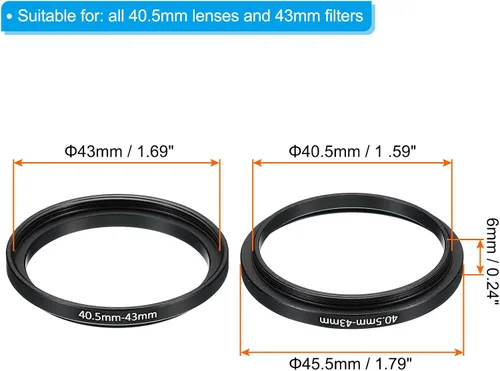 Miniatura 2 de PATIKIL Anillo elevador de metal de 1.594 in-1.693 in, paquete de 2 anillos adaptadores de filtro de lente de cámara, anillo adaptador de filtro