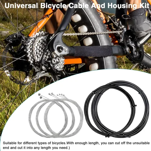 Miniatura 6 de Taiss Cable universal de freno de bicicleta, desviador de cambio de bicicleta, kit de carcasa de cable de bicicleta con juntas tóricas y tapas