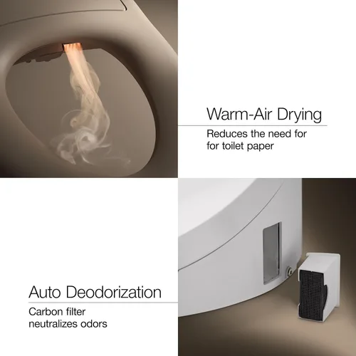 Miniatura 9 de Kohler PureWash E590 Asiento de Inodoro Bidé Alargado con Calefacción, Blanco con Panel Lateral, Agua Tibia, Secadora, Tapa de Cierre Silencioso