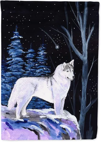 Caroline's Treasures SS8400GF Bandera de jardín de Husky Siberiano con Noche Estrellada Bandera Decorativa para Patio Exterior Jardín, Jardín,