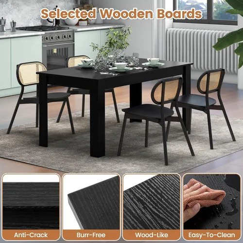 Miniatura 4 de Giantex Mesa de comedor para 6, mesa de cocina rectangular con capacidad de 330 libras, estructura estable, 63 pulgadas de largo x 31.5 pulgadas