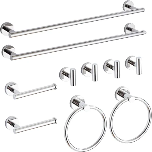 Miniatura 9 de Juego de accesorios de baño de oro cepillado de 5 piezas con toalleros para baño, juego de barras para toallas de baño de acero inoxidable SUS304