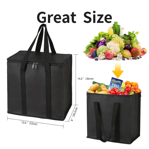 Miniatura 2 de musbus Paquete de 2 Bolsas Refrigeradoras Aisladas Bolsas de Comestibles Grandes Bolsa Refrigeradora de Compras Tote para Congelador para Viajes