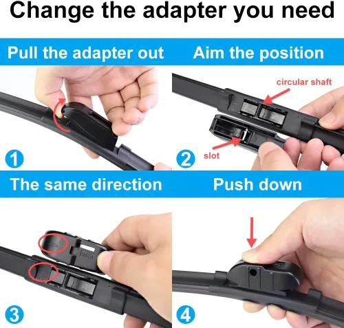 Miniatura 6 de ASLAM Limpiaparabrisas para todas las estaciones, tipo M, 24 + 21 pulgadas, adaptadores multifuncionales y repuestos reemplazables, doble vida útil