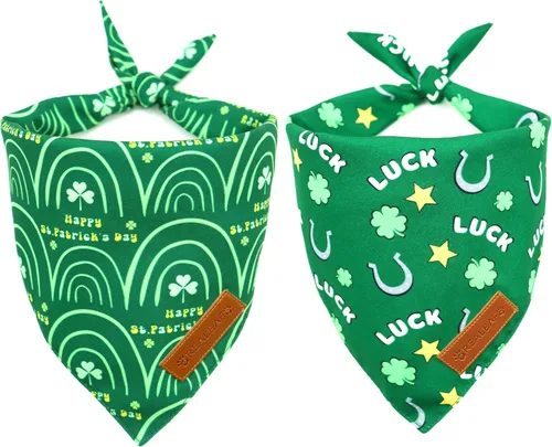 Miniatura 10 de Realeaf Bandanas para perros del 4 de julio, 2 unidades, bufanda reversible con bandera estadounidense para niños y niñas, tela duradera de primera