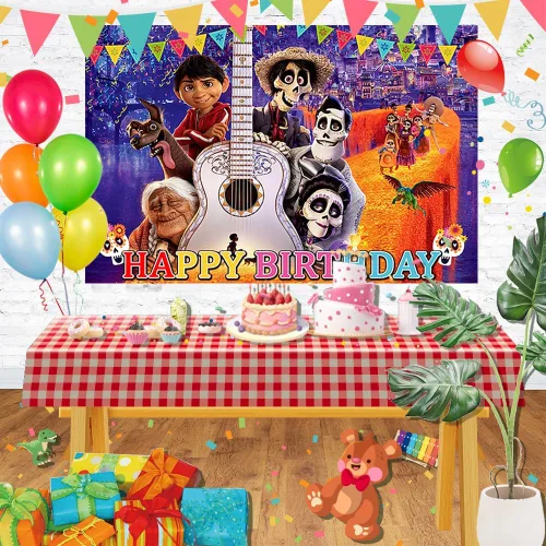 Miniatura 2 de Telón de fondo del Día de los Muertos para decoraciones de fiesta de cumpleaños, estilo fiesta mexicana, fondo para decoración de mesa de pastel