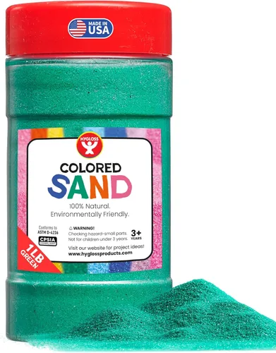 Hygloss Arena de colores para manualidades – Botella de 1 libra, verde – Juegos de arte de arena fina y colorida vibrante para niños – Actividades