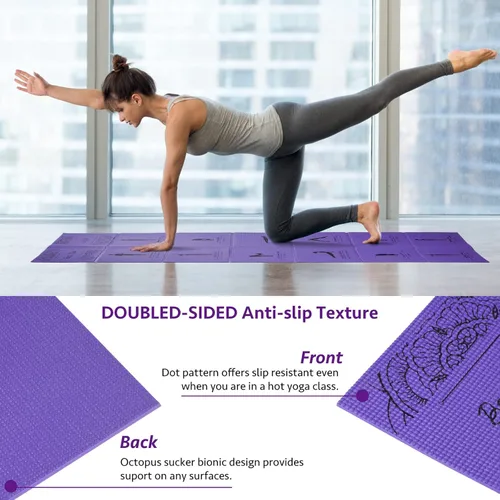 Miniatura 6 de Tapete de yoga plegable para mujer, tapete de ejercicio antideslizante para gimnasio en casa, juego de alfombrillas de yoga de viaje de 0.197 in