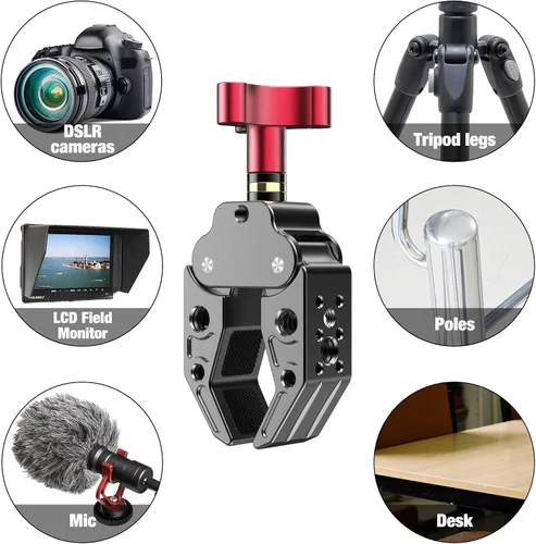 Miniatura 6 de Super Clamp con perno estándar de 1/4 y 3/8 para estudio de video fotográfico, abrazadera de cangrejo de cámara fotográfica para cámaras