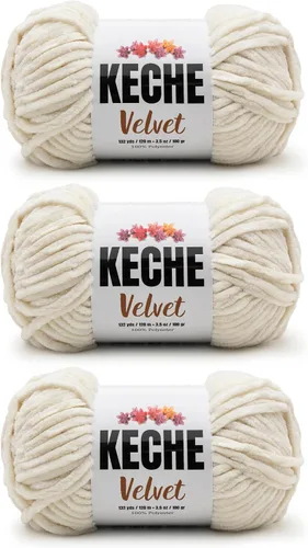 Miniatura 131 de Keche Hilo de terciopelo para ganchillo, manta de felpilla suave, voluminosa, hilo amigurumi, 3.53 oz (132 yardas), color azul bebé
