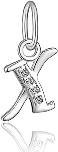 Miniatura 24 de Adabele Auténtica plata de ley brillante A-Z 26 letras pequeñas del alfabeto con circonita cúbica, colgante de diamantes de imitación resistente al