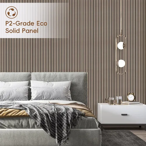 Miniatura 6 de EVERECO Paquete de 6 paneles acústicos de pared con listones de madera de 92.5 x 7.87 pulgadas, paneles de pared 3D absorbentes de sonido