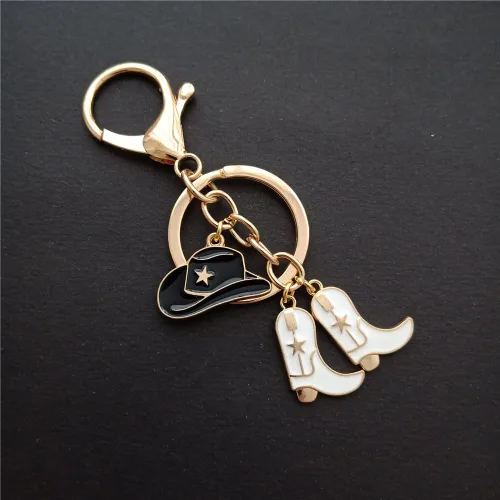Miniatura 4 de Lindo llavero de vaquero para hombres y mujeres, sombrero de vaquero y botas de vaquero, joyería creativa para amantes de la joyería occidental
