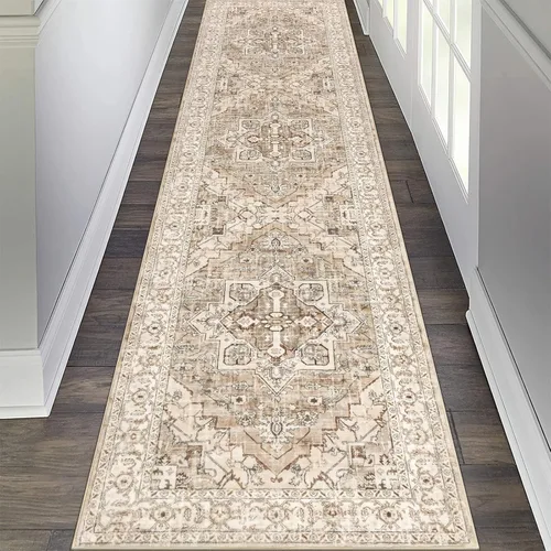 Miniatura 33 de Pauwer Alfombra vintage de flores 2 x 3 pulgadas, estilo envejecido, antideslizante, de pelo bajo, tapete para entrada, interior, pequeña, retro