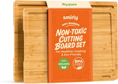 Miniatura 22 de SMIRLY - Tabla de corte grande de acacia para cocina: tabla de cortar de madera grande con ranura para jugos, tablas de cortar de madera para 15