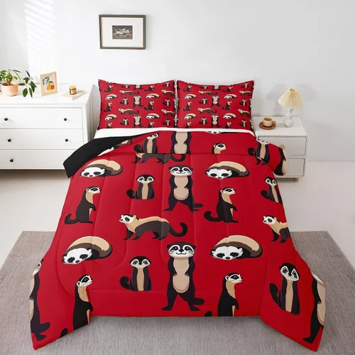 Miniatura 11 de Erosebridal Juego de ropa de cama de pingüinos de dibujos animados, tamaño matrimonial, juego de edredón de pingüinos lindos y divertidos, juego