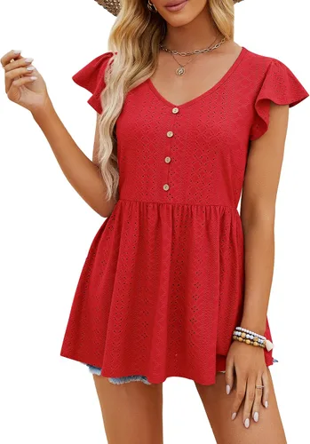 Miniatura 2 de NIASHOT Camisetas para mujer, lindas babydoll casual, peplum holgado, túnica